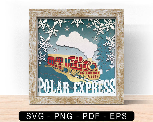 3d POLAR EXPRESS Svg, Christmas Train Shadow Box Svg