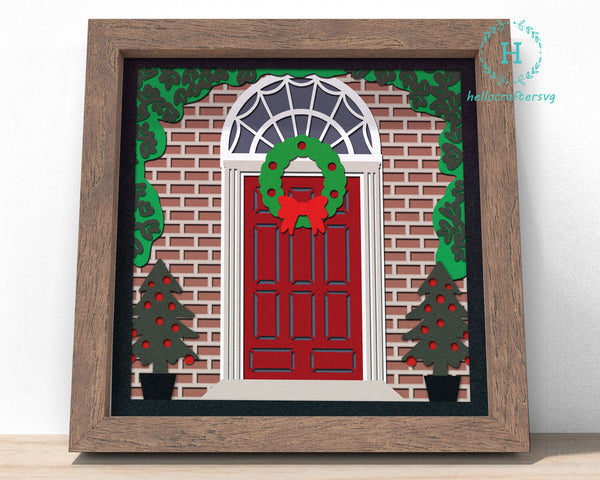3d CHRISTMAS DOOR Svg, DOOR Shadow Box Svg