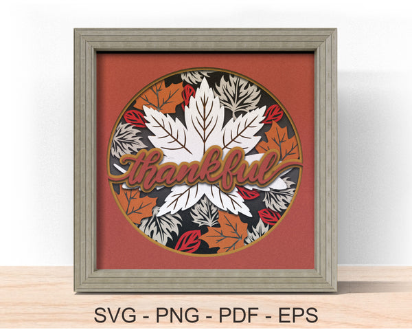 3d THANKFUL SVG, Fall Thanksgiving Shadow Box Svg