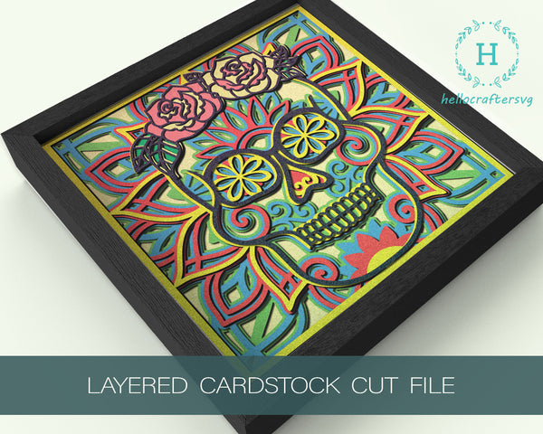 3D SUGAR SKULL svg, SUGAR SKULL Shadow box svg