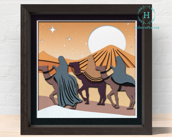 3D THREE WISEMAN SVG, Christmas Time Shadow Box Svg