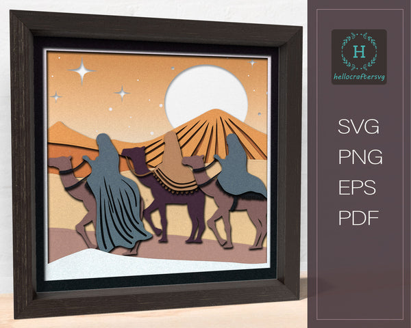 3D THREE WISEMAN SVG, Christmas Time Shadow Box Svg-22