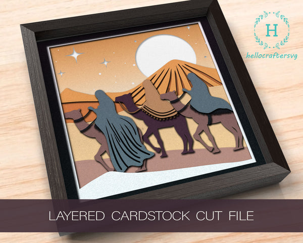 3D THREE WISEMAN SVG, Christmas Time Shadow Box Svg