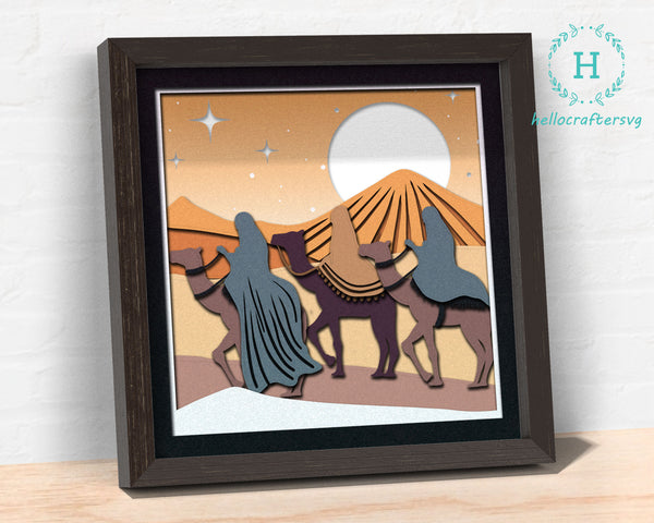 3D THREE WISEMAN SVG, Christmas Time Shadow Box Svg