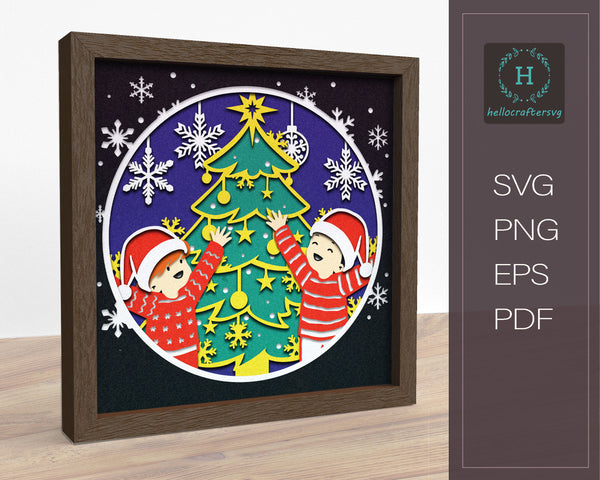 3D HAPPY HOLIDAYS Svg, CHRISTMAS Shadow Box Svg2