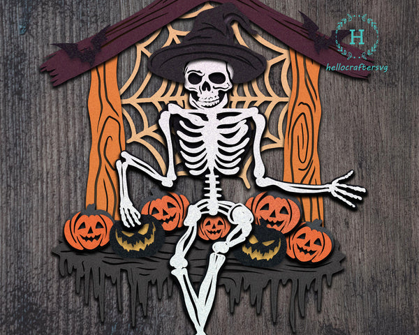 BUNTING SKELETON SVG, HALLOWEEN HANGING Svg