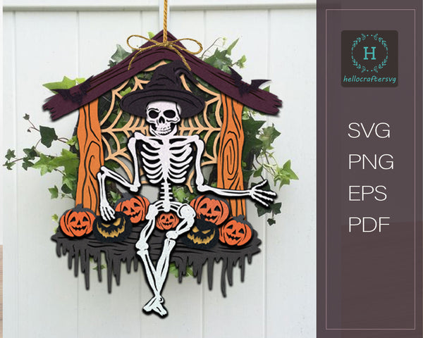 BUNTING SKELETON SVG, HALLOWEEN HANGING Svg