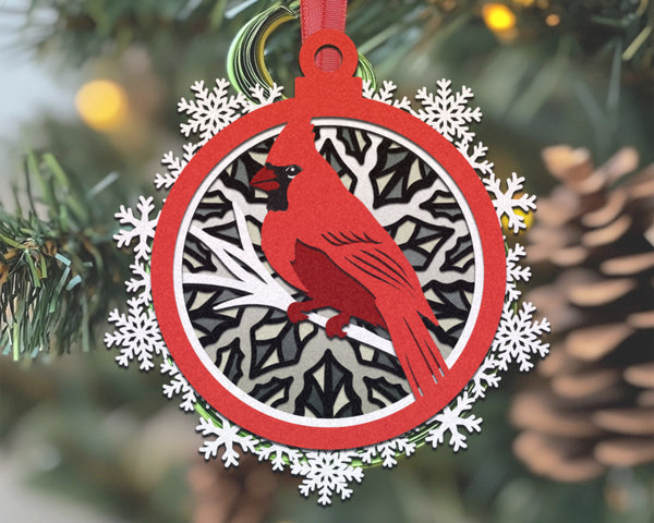 3D HANGING CARDINAL Svg - 3D CHRISTMAS ORNAMENT Svg