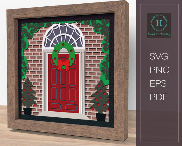 3d CHRISTMAS DOOR Svg, DOOR Shadow Box Svg