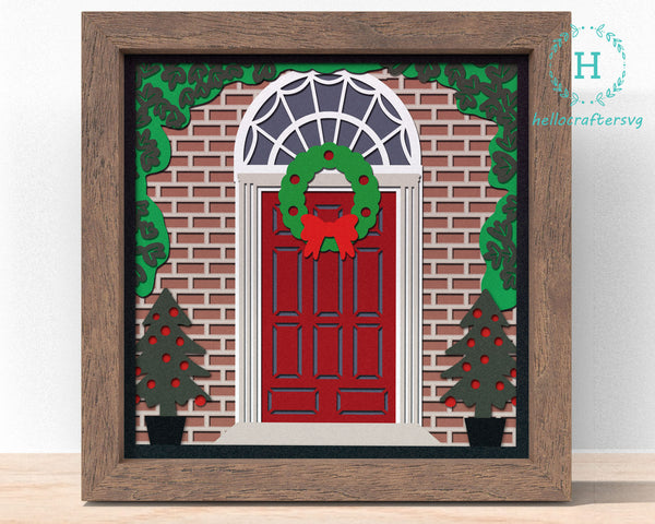 3d CHRISTMAS DOOR Svg, DOOR Shadow Box Svg