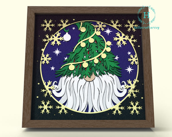 3D CHRISTMAS GNOME TREE SVG, Christmas Shadow Box Svg-11