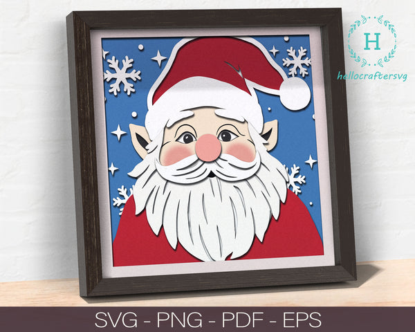 3D CHRISTMAS SANTA GNOME SVG, Christmas Shadow Box Svg