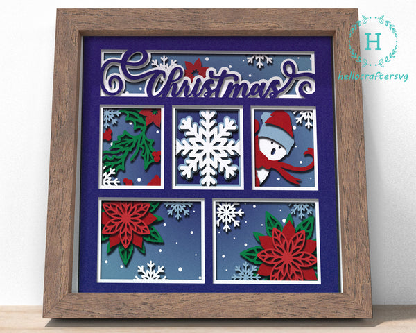 3d CHRISTMAS WINDOW Svg, Snowflake Shadow Box Svg