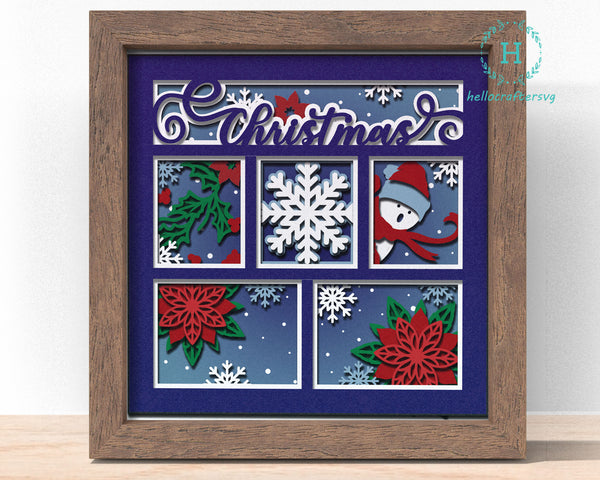 3d CHRISTMAS WINDOW Svg, Snowflake Shadow Box Svg