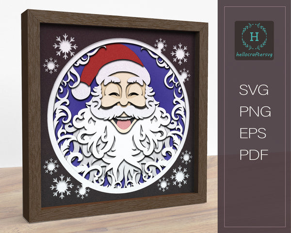 3D SWIRLY Santa Svg - CHRISTMAS Shadow Box Svg-223