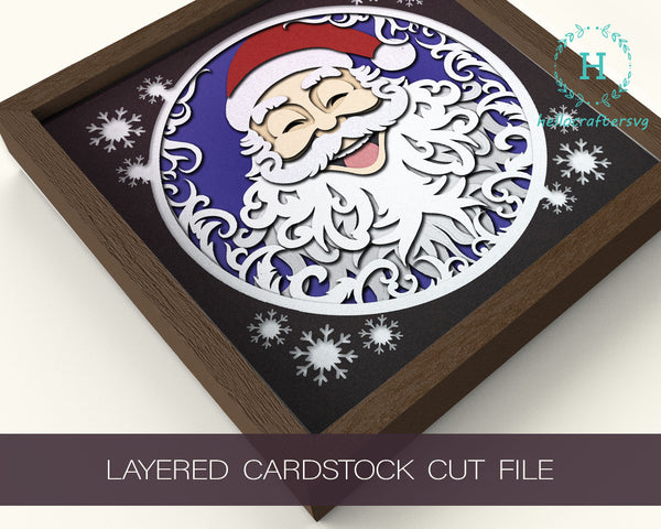 3D SWIRLY Santa Svg - CHRISTMAS Shadow Box Svg