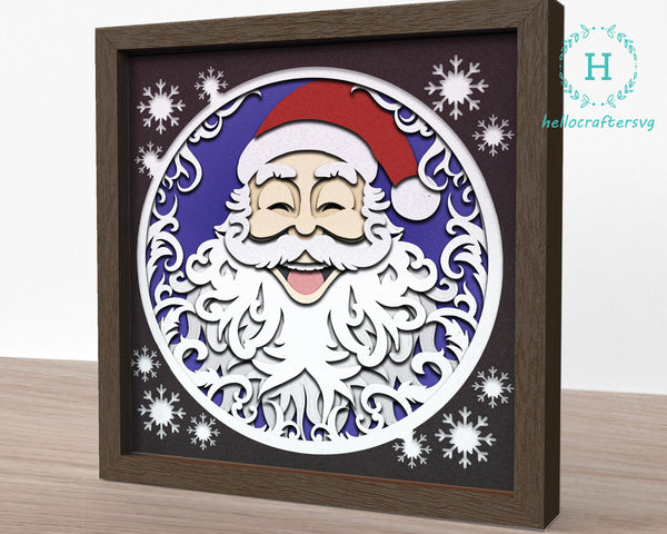 3D SWIRLY Santa Svg - CHRISTMAS Shadow Box Svg