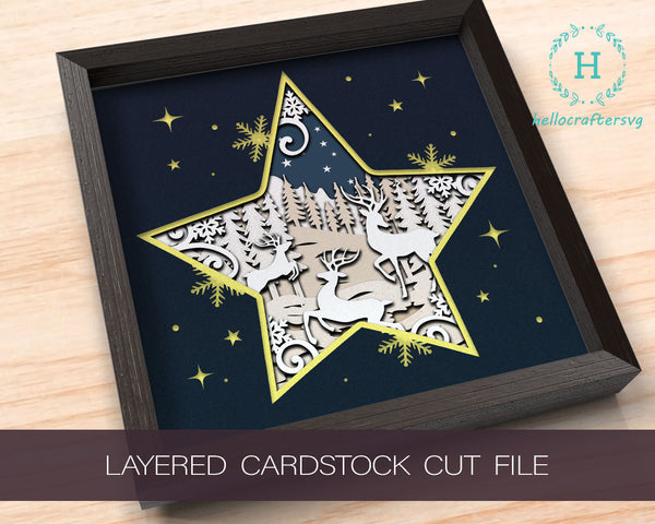 3D CHRISTMAS STAR SVG, Christmas Time Shadow Box Svg
