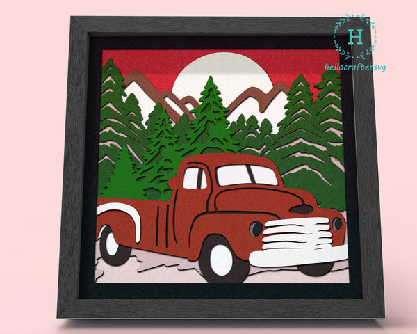 3d Christmas Truck Svg, CHRISTMAS Truck Shadow Box Svg-11