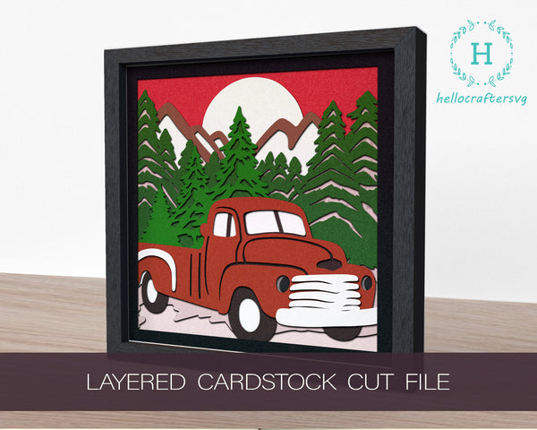 3d Christmas Truck Svg, CHRISTMAS Truck Shadow Box Svg-334