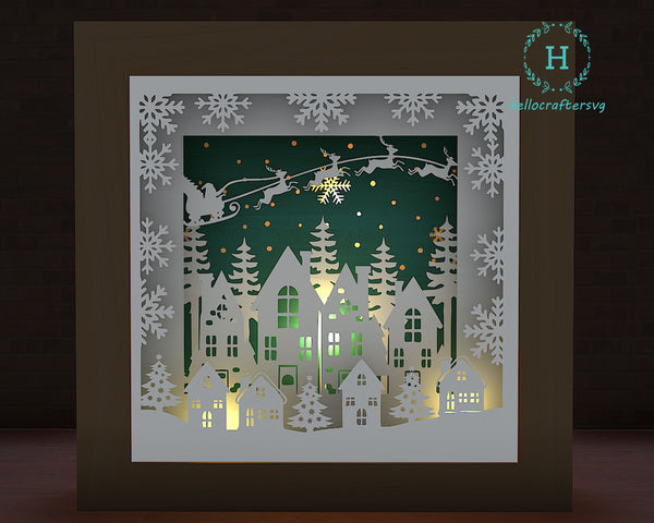 3D CHRISTMAS VILLAGE Svg, CHRISTMAS Shadow Box Svg
