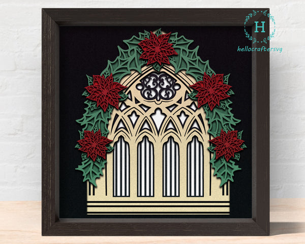 3d CHRISTMAS WINDOW Svg, CHRISTMAS Window Shadow Box Svg