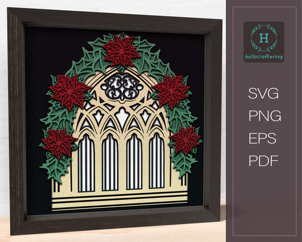 3d CHRISTMAS WINDOW Svg, CHRISTMAS Window Shadow Box Svg