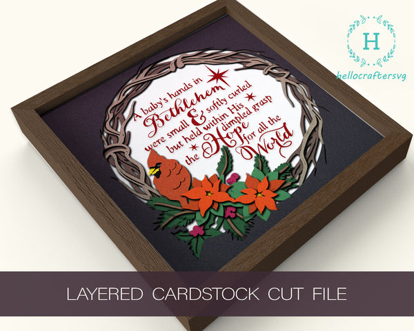 3d Cardinal Wreath Svg, CHRISTMAS Shadow Box Svg