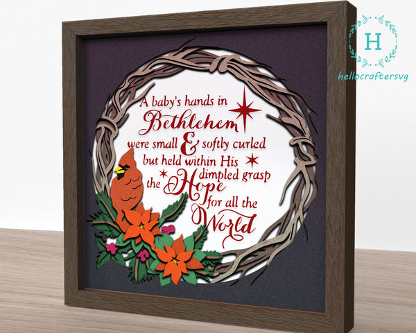 3d Cardinal Wreath Svg, CHRISTMAS Shadow Box Svg