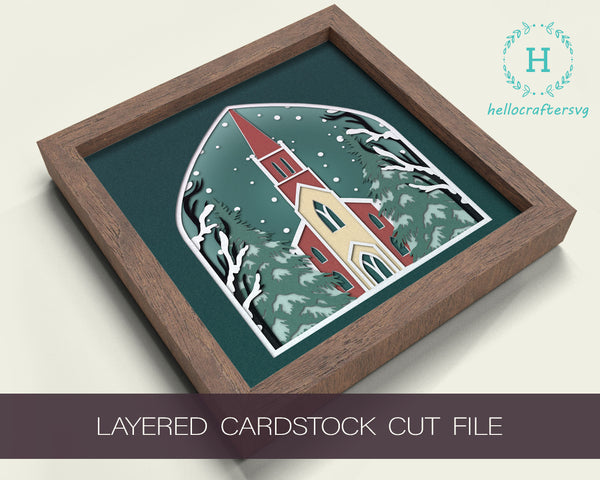 3D CHURCH Svg, CHRISTMAS Shadow Box Svg