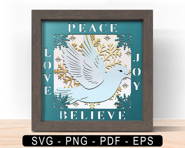 3d Dove Peace Svg, Dove Shadow Box Svg