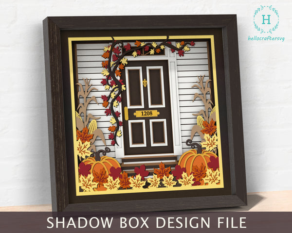 3D Customisable FALL door PUMPKIN Shadow Box Svg