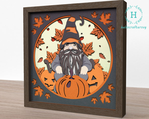 3D FALL PUMPKIN GNOME SVG, Fall Shadow Box Svg