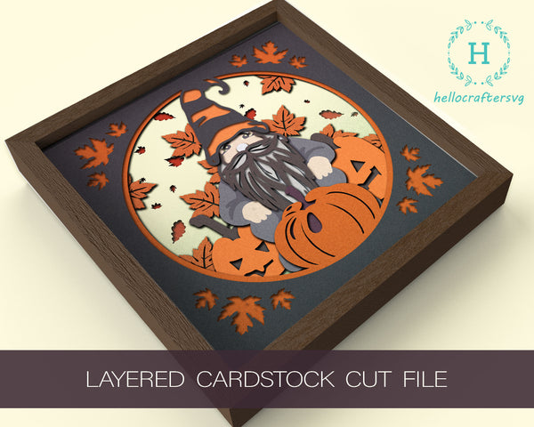 3D FALL PUMPKIN GNOME SVG, Fall Shadow Box Svg