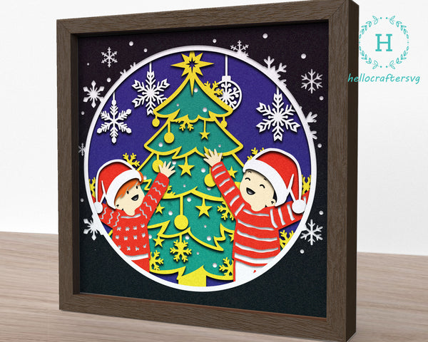 3D HAPPY HOLIDAYS Svg, CHRISTMAS Shadow Box Svg