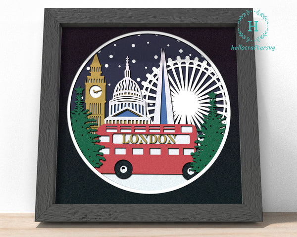 LONDON CHRISTMAS Svg - CHRISTMAS Shadow Box Svg11