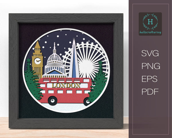 LONDON CHRISTMAS Svg - CHRISTMAS Shadow Box Svg2