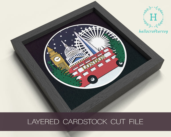 LONDON CHRISTMAS Svg - CHRISTMAS Shadow Box Svg