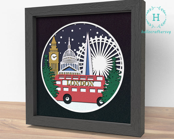 LONDON CHRISTMAS Svg - CHRISTMAS Shadow Box Svg