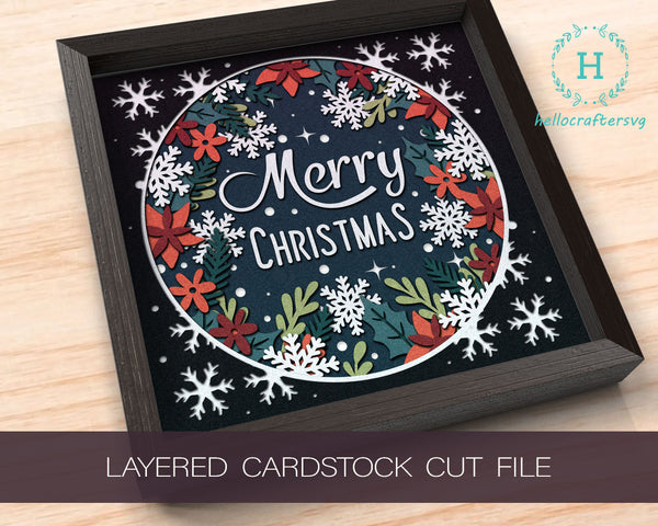 3d MERRY Christmas Svg, CHRISTMAS Shadow Box Svg