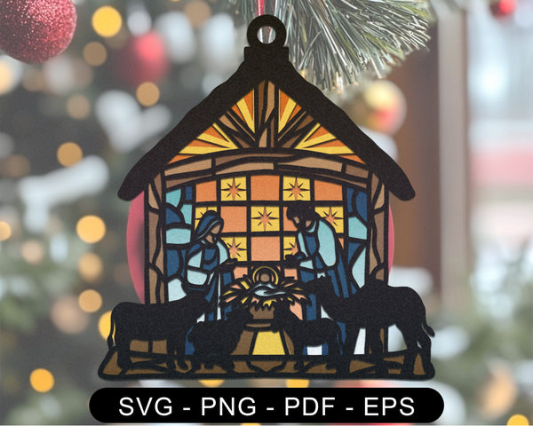 3D HANGING NATIVITY Svg - 3D CHRISTMAS ORNAMENT Svg