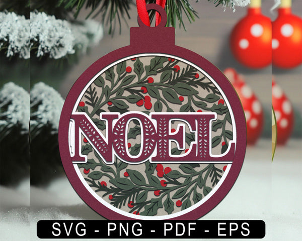 3D NOEL SVG, Christmas NOEL ORNAMENT Box Svg