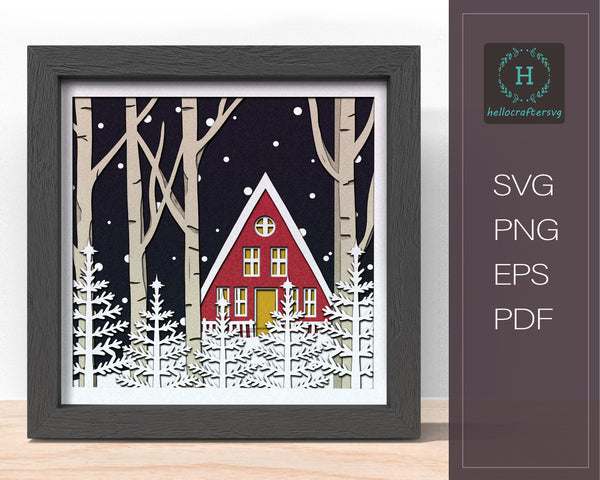 NORDIC CHRISTMAS Svg, CHRISTMAS Window Shadow Box Svg