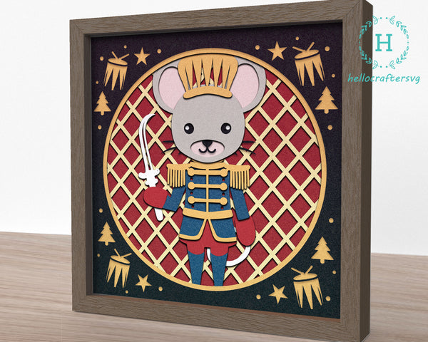 3d Nutcracker MOUSE Svg, CHRISTMAS Shadow Box Svg