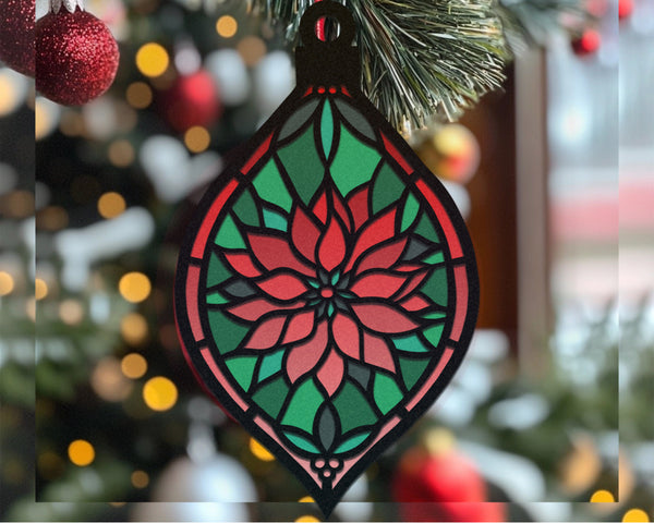 3D HANGING POINSETTIA Svg - 3D CHRISTMAS ORNAMENT Svg