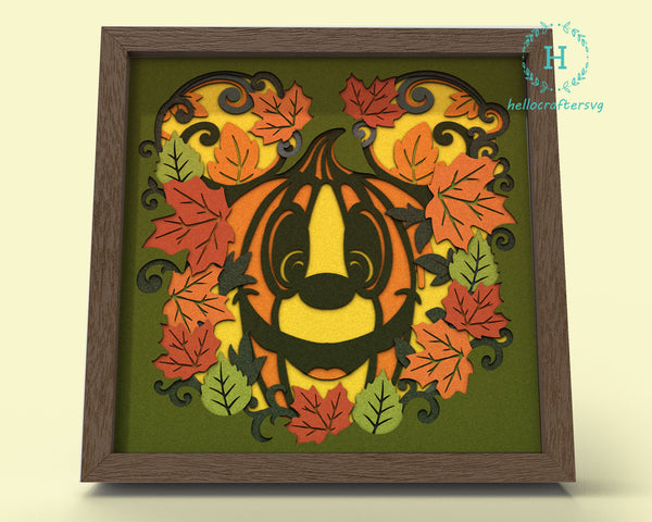 3d mickey Pumpkin Svg, FALL Shadow Box Svg