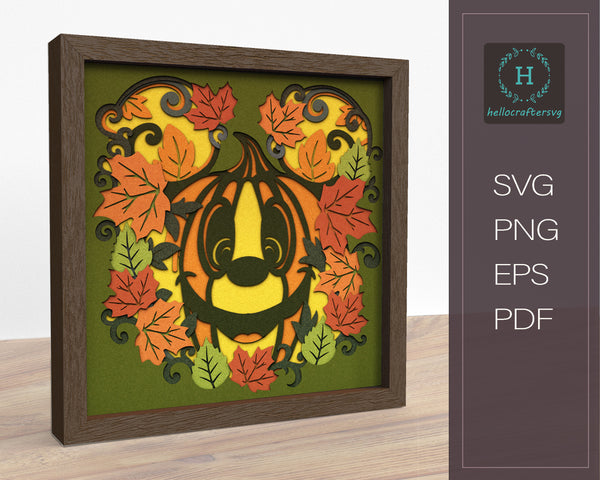 3d mickey Pumpkin Svg, FALL Shadow Box Svg