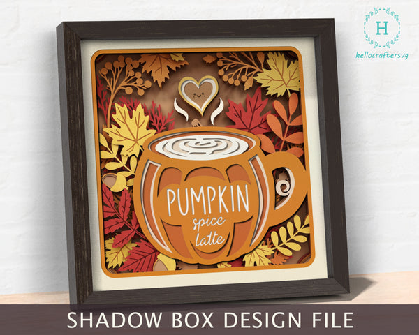 3d Pumpkin Spice Shadow Box Svg