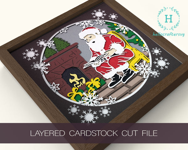 3D READING Santa Svg - CHRISTMAS Shadow Box Svg