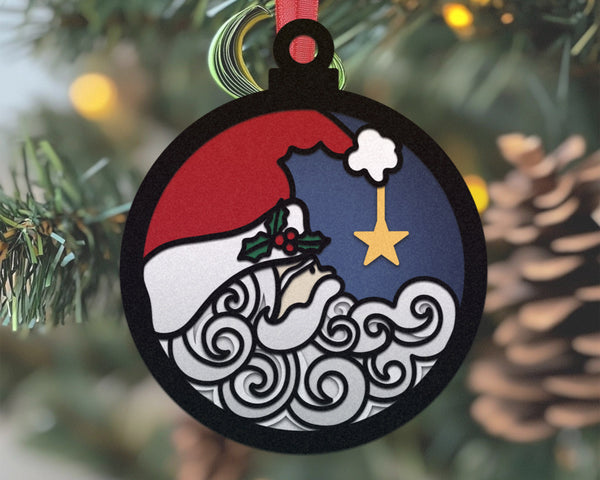 3D SANTA MOON Svg - 3D CHRISTMAS ORNAMENT Svg